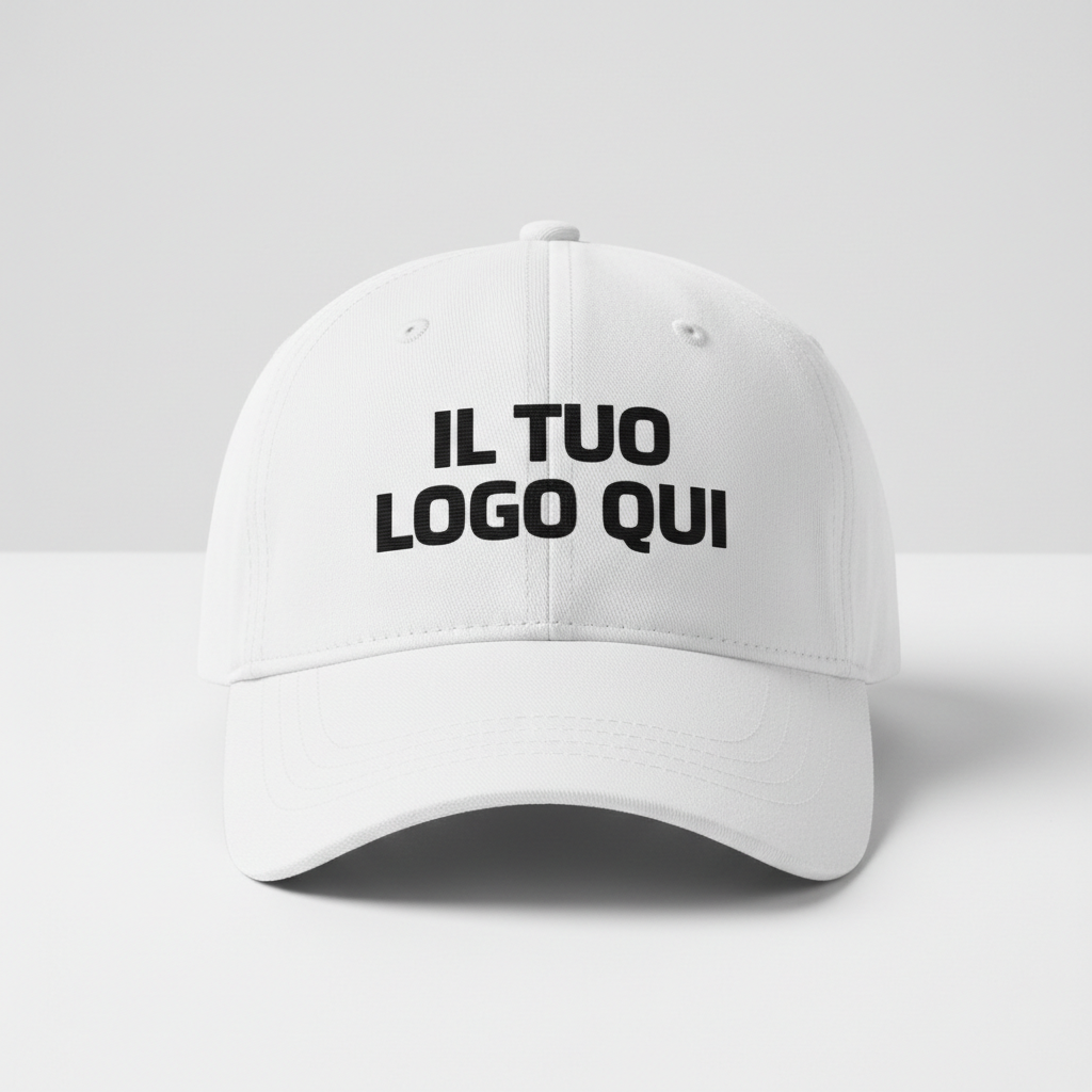 CAPPELLINO BIANCO CON LA SCRITTA IL TUO LOGO QUI 