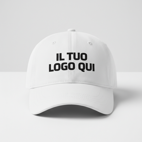 CAPPELLINO BIANCO CON LA SCRITTA IL TUO LOGO QUI 