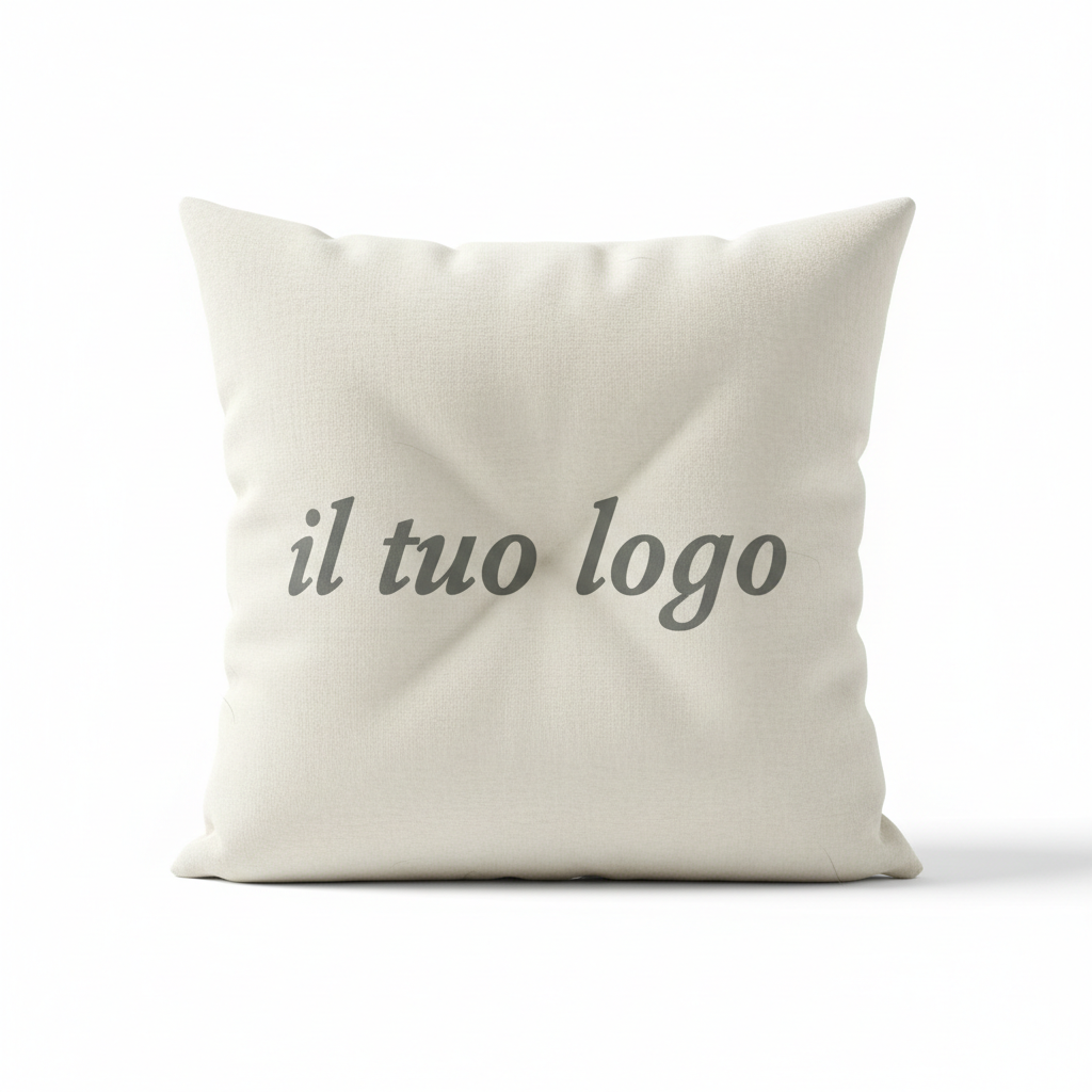 cuscino personalizzato con la scritta "il tuo logo"