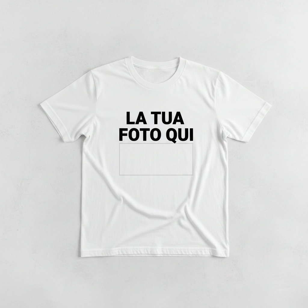 t-shirt bianca con la scritta la tua foto qui