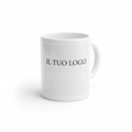 tazza bianca come si usano per personalizzare con scritto "il tuo logo"